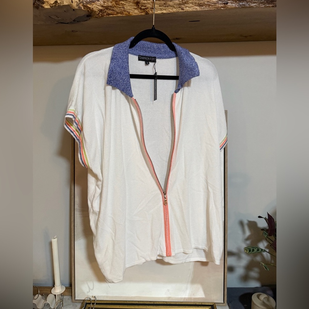 NWT French Kyss Colorblock Zip Layering Shirt